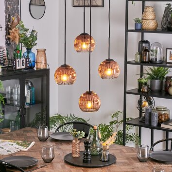 Ripoll Hängeleuchte Glas 15 cm Klar, Kupferfarben, 4-flammig