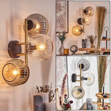 Ripoll Wandleuchte Glas 15 cm Gold, Schwarz, 3-flammig