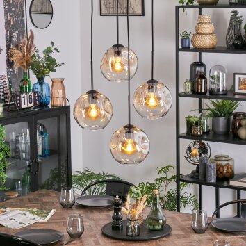Ripoll Hängeleuchte Glas 20 cm Bernsteinfarben, Klar, 4-flammig