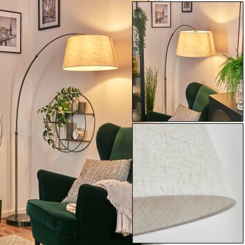 Bassagoda Bogenleuchte 45 cm Nickel-Matt, Schwarz, 1-flammig, Stoffschirm