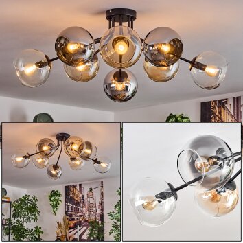 Koyoto Deckenleuchte Glas 15 cm Bernsteinfarben, Chrom, Klar, Rauchfarben, 8-flammig