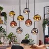 Gastor Hängeleuchte Glas 20 cm Chrom, Gold, Klar, Kupferfarben, Rauchfarben, 8-flammig