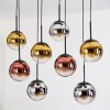 Gastor Hängeleuchte Glas 20 cm Chrom, Gold, Klar, Kupferfarben, Rauchfarben, 8-flammig