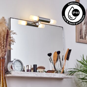 Morges Spiegelleuchte LED Dunkelbraun, Nickel-Matt, 2-flammig