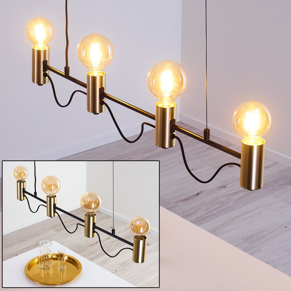Gnarp Pendelleuchte Schwarz-Gold, 4-flammig main product photo