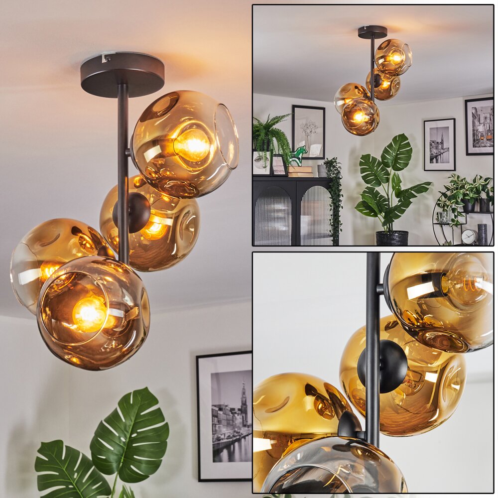 Ripoll Deckenleuchte Glas 15 cm Gold, Klar, 4-flammig main product photo