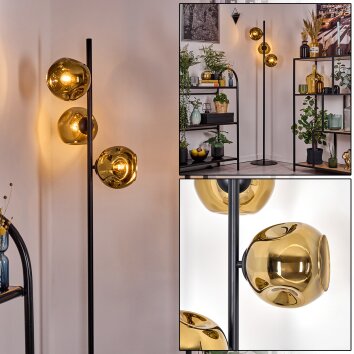 Ripoll Stehleuchte Glas 15 cm Gold, 3-flammig