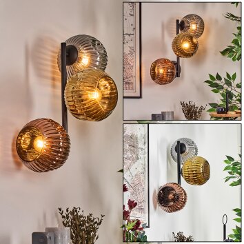 Ripoll Wandleuchte Glas 15 cm Gold, Kupferfarben, Rauchfarben, 3-flammig