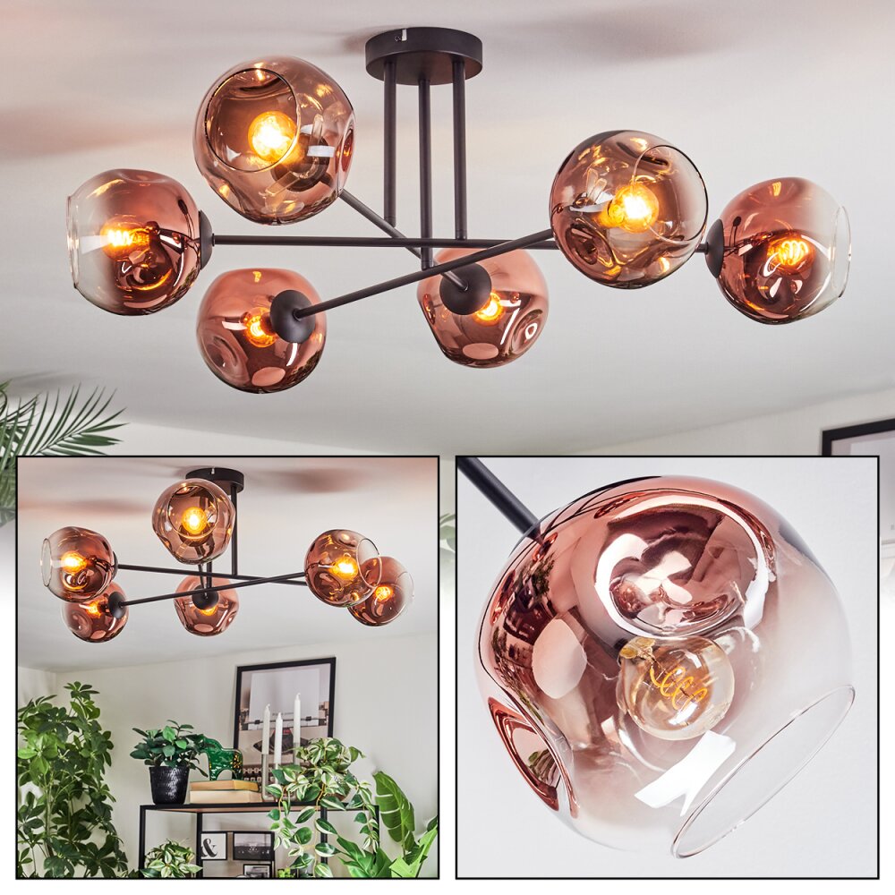 Ripoll Deckenleuchte Glas 15 cm Klar, Kupferfarben, 6-flammig main product photo