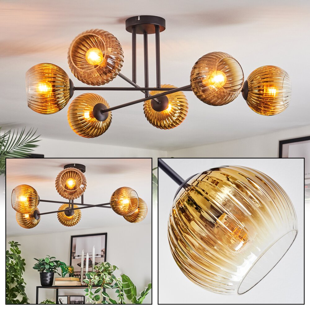 Koyoto Deckenleuchte Glas 15 cm Gold, Klar, 6-flammig main product photo