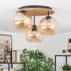 Koyoto Deckenleuchte Glas 20 cm Naturfarben, Schwarz, 3-flammig