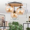 Koyoto Deckenleuchte Glas 20 cm Naturfarben, Schwarz, 3-flammig