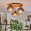 Koyoto Deckenleuchte Glas 20 cm Naturfarben, Schwarz, 3-flammig