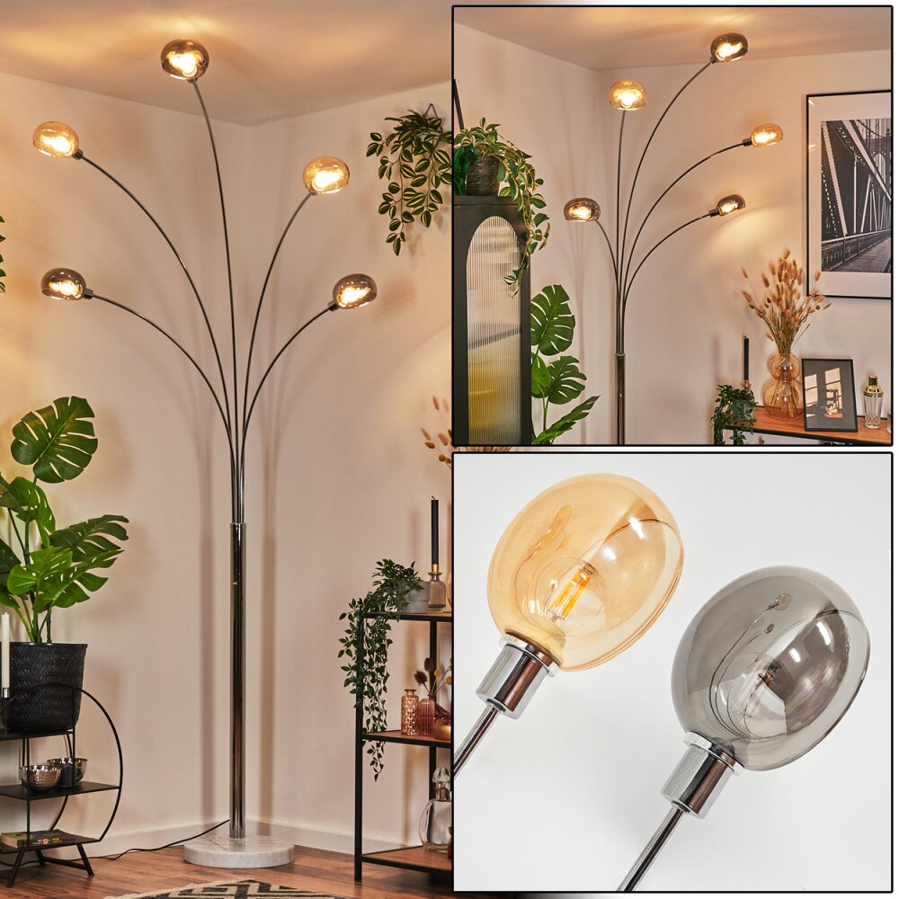 Nikkala Stehleuchte Chrom, Weiß, 5-flammig main product photo