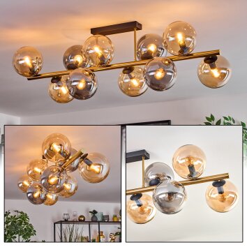 Gastor Deckenleuchte Glas 15 cm Gold, Schwarz, 10-flammig
