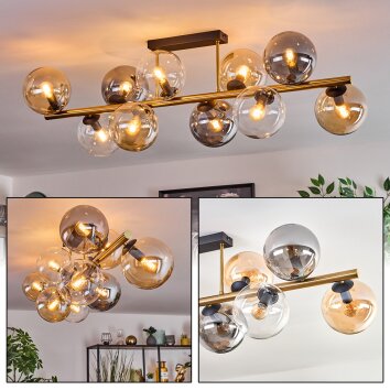 Gastor Deckenleuchte Glas 15 cm Gold, Schwarz, 10-flammig