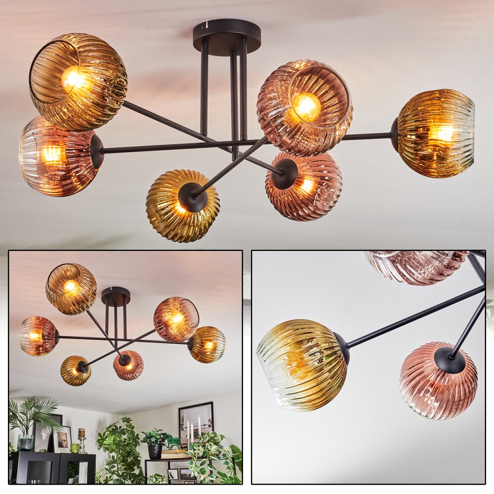 Ripoll Deckenleuchte Glas 15 cm Gold, Klar, Kupferfarben, 6-flammig main product photo