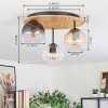 Koyoto Deckenleuchte Glas 15 cm Naturfarben, Schwarz, 3-flammig