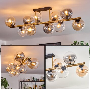 Gastor Deckenleuchte Glas 15 cm Gold, Schwarz, 10-flammig