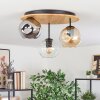 Ripoll Deckenleuchte Glas 15 cm Naturfarben, Schwarz, 3-flammig