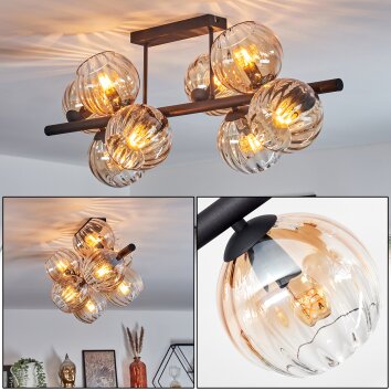 Koyoto Deckenleuchte Glas 15 cm Bernsteinfarben, Klar, 8-flammig