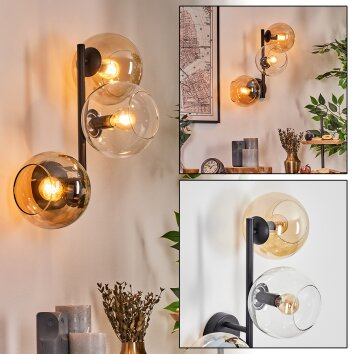 Koyoto Wandleuchte Glas 15 cm Bernsteinfarben, Klar, 3-flammig