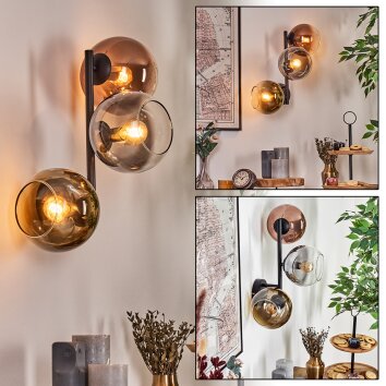 Koyoto Wandleuchte Glas 15 cm Gold, Klar, Kupferfarben, Rauchfarben, 3-flammig