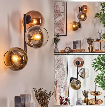 Koyoto Wandleuchte Glas 15 cm Chrom, Gold, Klar, Kupferfarben, Rauchfarben, 3-flammig