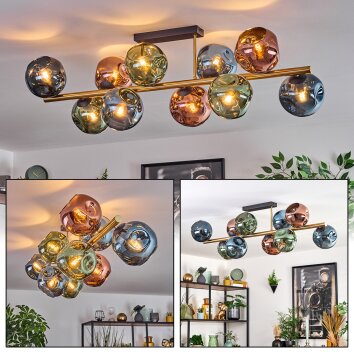 Ripoll Deckenleuchte Glas 15 cm Gold, Schwarz, 10-flammig