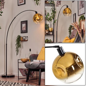 Ripoll Bogenleuchte Glas 25 cm Schwarz, 1-flammig