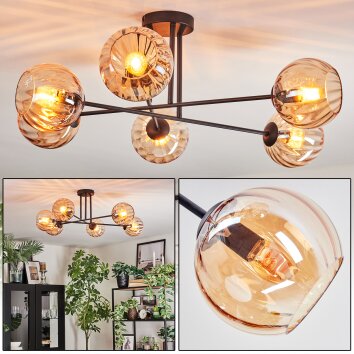 Koyoto Deckenleuchte Glas 15 cm Bernsteinfarben, 6-flammig