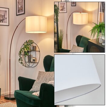 Bassagoda Bogenleuchte 40 cm Kupferfarben, Schwarz, 1-flammig, Stoffschirm