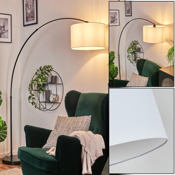 Soungou Bogenleuchte 38 cm Schwarz, 1-flammig, Stoffschirm