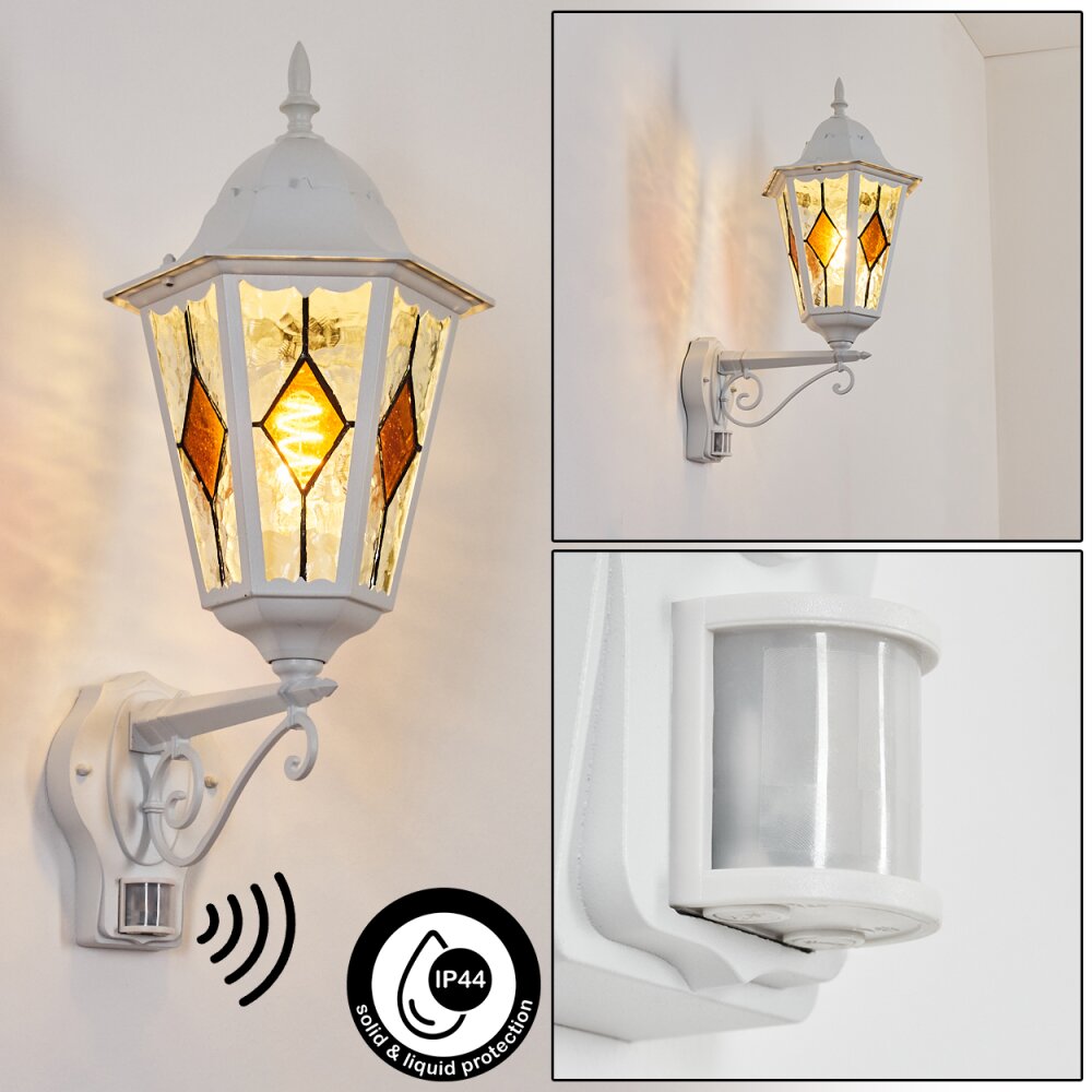 Hongkong Außenwandleuchte Weiß, 1-flammig, Bewegungsmelder main product photo