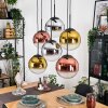 Gastor Hängeleuchte Glas 25 cm Chrom, Gold, Klar, Kupferfarben, Rauchfarben, 6-flammig