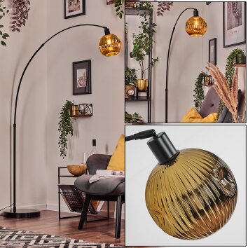 Ripoll Bogenlampe Glas 20 cm Schwarz, 1-flammig