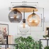 Koyoto Deckenleuchte Glas 20 cm Naturfarben, Schwarz, 3-flammig
