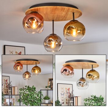 Ripoll Deckenleuchte Glas 15 cm Naturfarben, Schwarz, 3-flammig Ripoll Deckenleuchte Glas 15 cm Naturfarben, Schwarz, 3-flammig