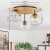 Ripoll Deckenleuchte Glas 15 cm Naturfarben, Schwarz, 3-flammig
