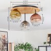 Ripoll Deckenleuchte Glas 15 cm Naturfarben, Schwarz, 3-flammig