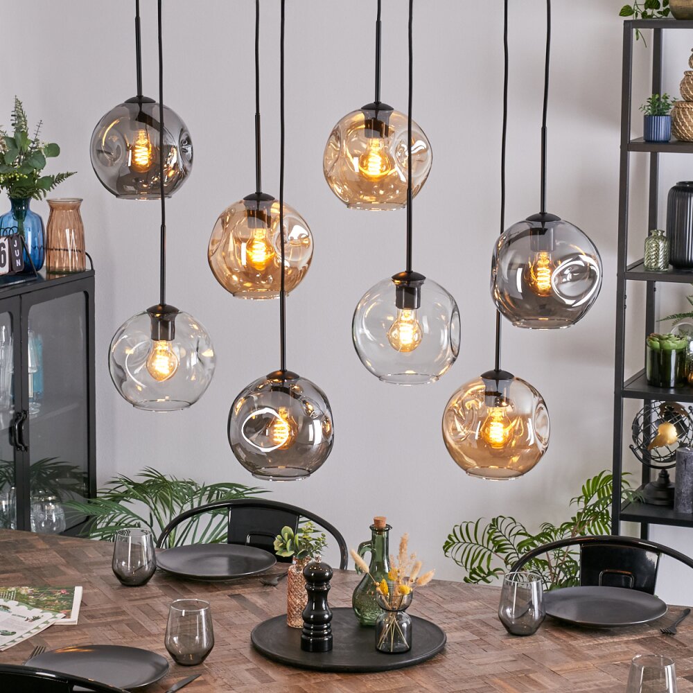 Ripoll Hängeleuchte Glas 20 cm Bernsteinfarben, Klar, Rauchfarben, 8-flammig main product photo