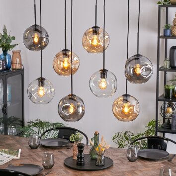 Ripoll Hängeleuchte Glas 20 cm Bernsteinfarben, Klar, Rauchfarben, 8-flammig