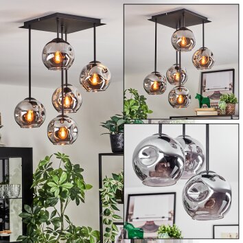 Ripoll Deckenleuchte Glas 15 cm Rauchfarben, 5-flammig