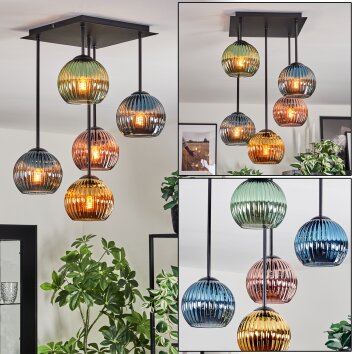 Koyoto Deckenleuchte Glas 15 cm Blau, Gold, Grün, Kupferfarben, 5-flammig