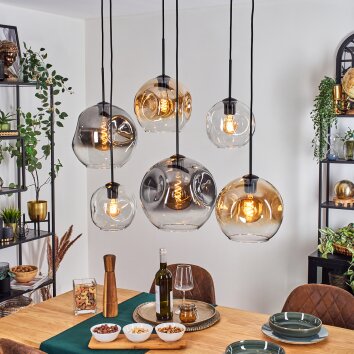 Ripoll Hängeleuchte Glas 20 cm, 25 cm, 30 cm Bernsteinfarben, Klar, Rauchfarben, 6-flammig