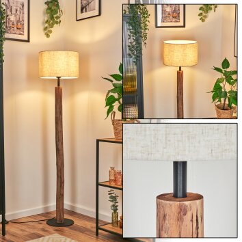 Bassagoda Stehleuchte 35 cm Naturfarben, Schwarz, 1-flammig