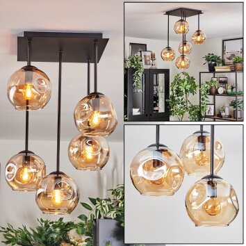 Ripoll Deckenleuchte Glas 15 cm Bernsteinfarben, 5-flammig