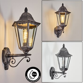 Lignac Außenwandleuchte Schwarz, Silber, 1-flammig