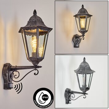 Lignac Außenwandleuchte Schwarz, Silber, 1-flammig, Bewegungsmelder