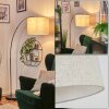Bassagoda Bogenstehlampe 40 cm Chrom, Schwarz, 1-flammig, Stoffschirm